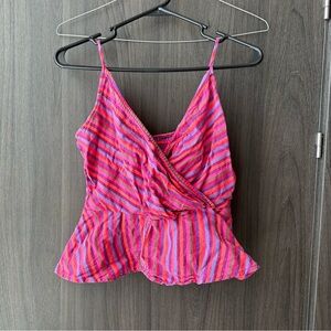 a new day Pink and Purple Striped Crop Top